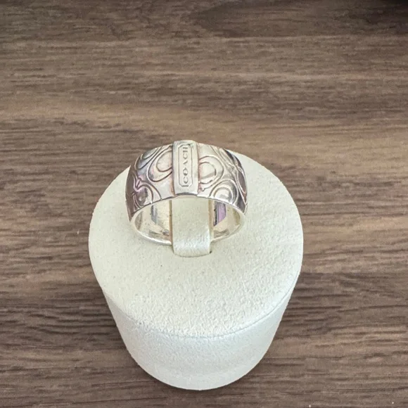Coach Silver Women's Ring with Engraved Design - Picture 1 of 2